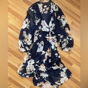 Fashion Nova Navy Floral Midi Dress